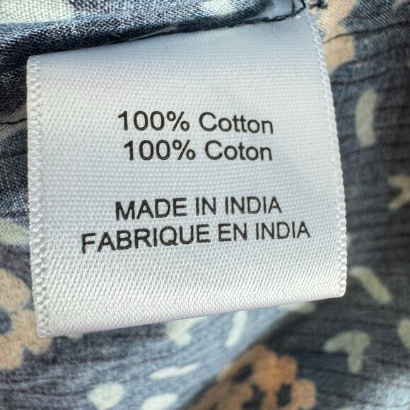 Dakota Grizzly NWOT Navy Orange Floral Pattern Short Sleeve Button Up Shirt XL - Picture 5 of 6